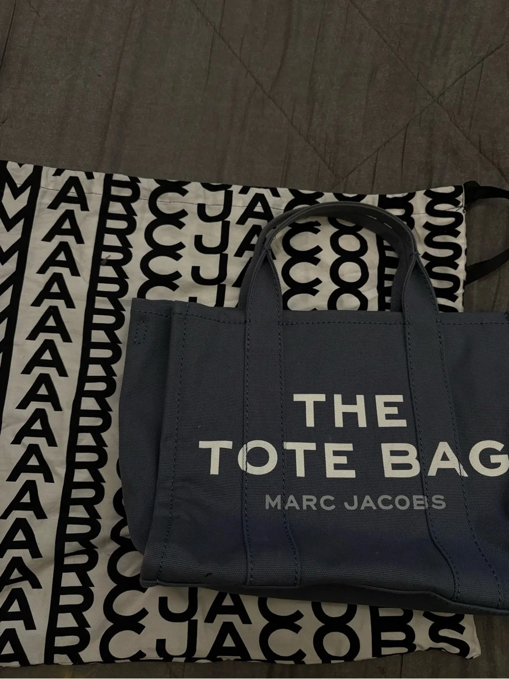 Marc Jacobs Navy Canvas 'The Tote Bag' with Bold Logo